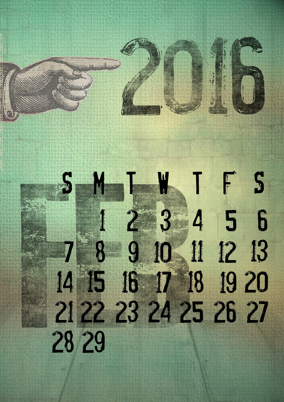 Kalendorius, 2016, Vasaris, Grunge, Kas Mėnesį, Diena, Dienoraštis, Mėnuo, Biuras, Planuotojas