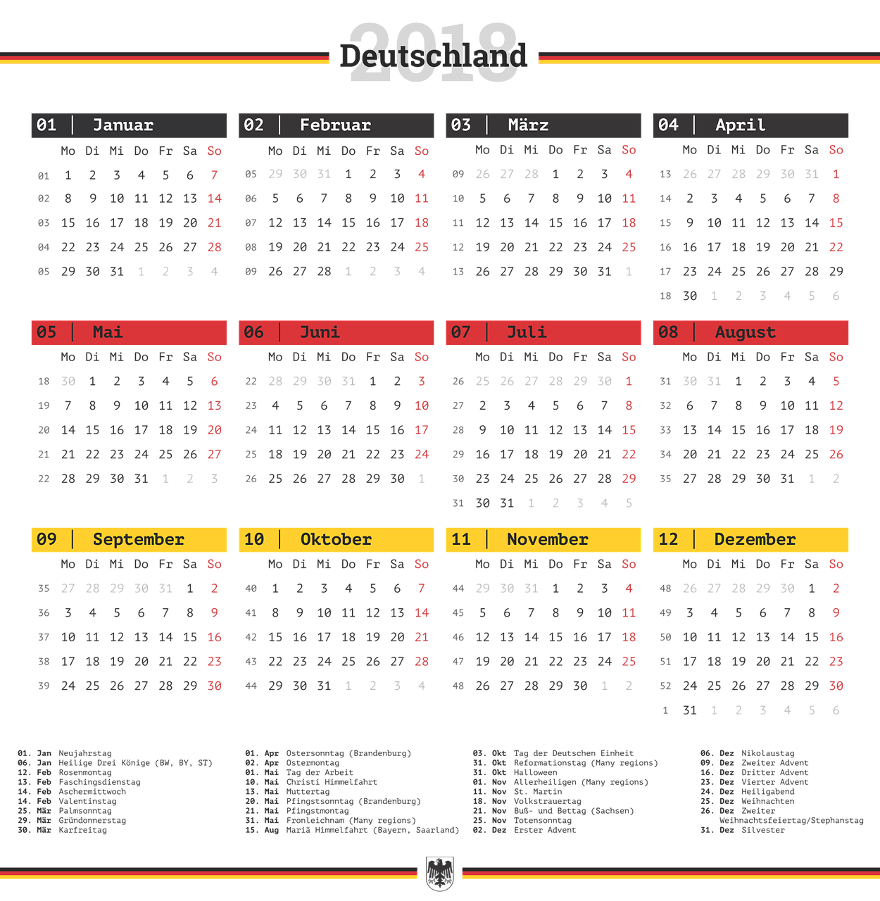 Kalendorius, Vokietija, Skaidrus Fonas, Data, Kompiuterinė Grafika, Skaičiai, Stilius, Dizainas, 2018, Naujųjų Metų Vakaras