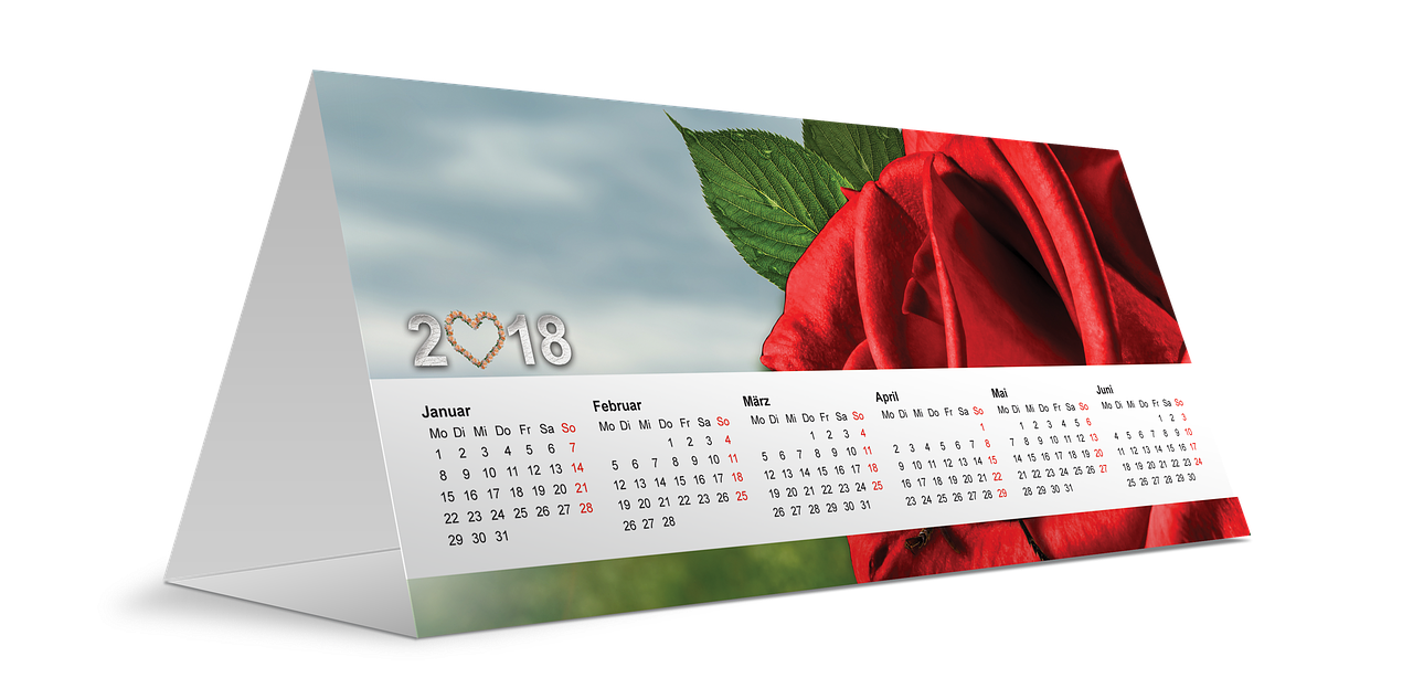 Kalendorius, 2018, Naujieji Metai, Rožė, Širdis, Naujųjų Metų Diena, Naujųjų Metų Vakaras, Nemokamos Nuotraukos,  Nemokama Licenzija