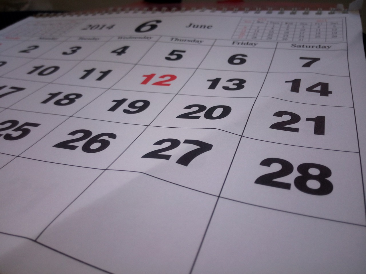 Kalendorius, Dienos Kalendorius, 2014 M. Birželio Mėn ., Nemokamos Nuotraukos,  Nemokama Licenzija