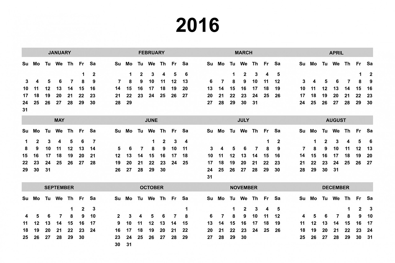 Kalendorius, 2016, 2016 Kalendorius, Metai, Šablonas, Data, Diena, Mėnuo, Organizatorius, Savaitę