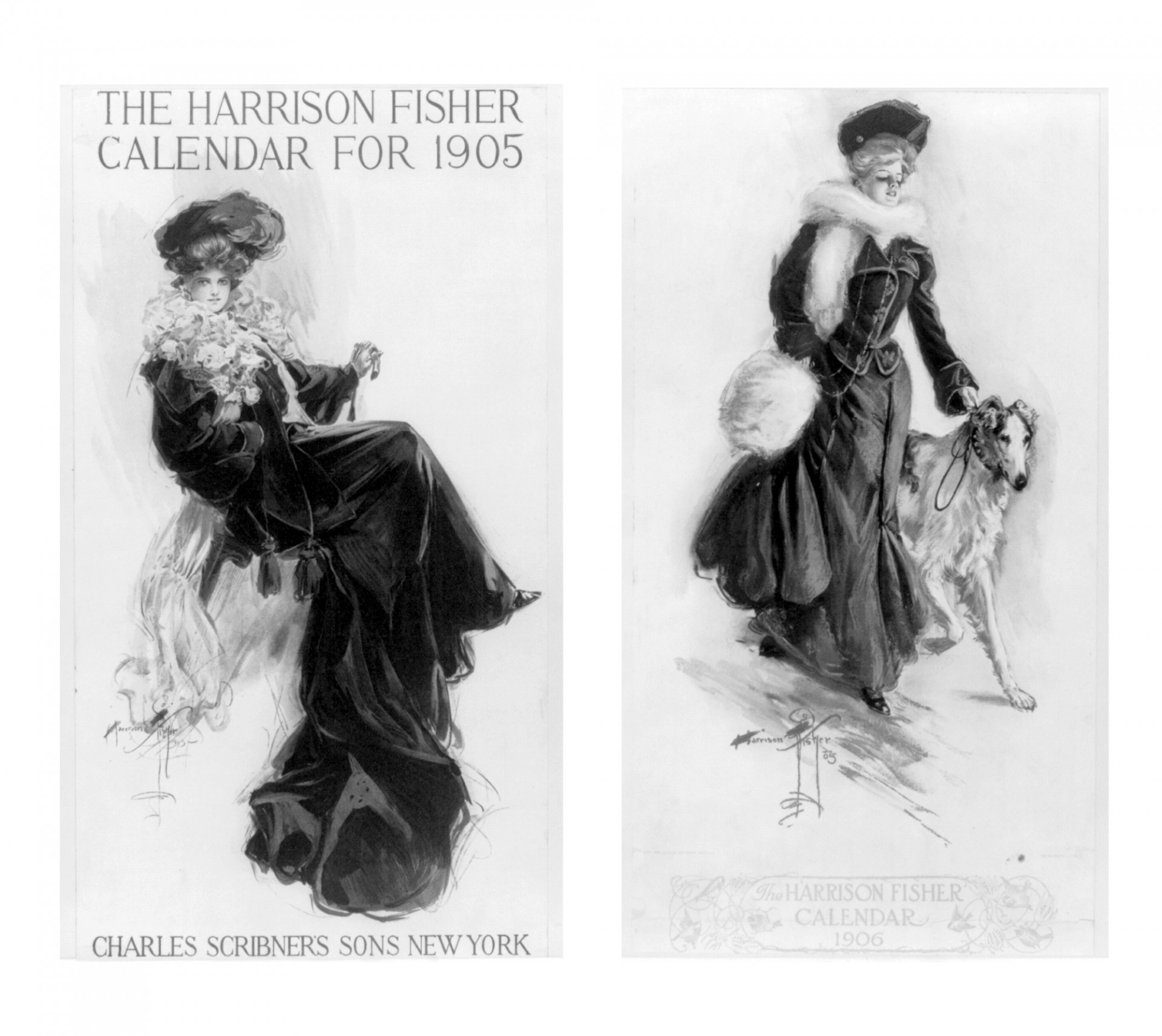 Harrisonas & Nbsp,  Žvejys,  Kalendorius & Nbsp,  Mergina,  1906,  Vintage,  Menas,  Gražus,  Elegantiškas,  Spalvingi