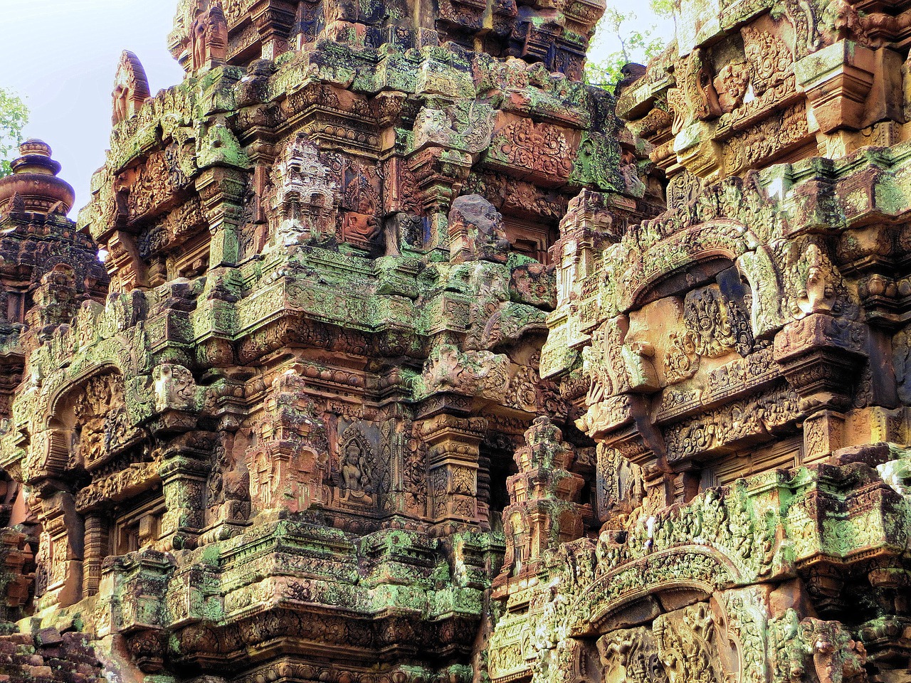 Kambodža, Angkor, Šventykla, Bantay Krei, Sugadinti, Bareljefas, Religija, Skulptūra, Architektūra, Khmer