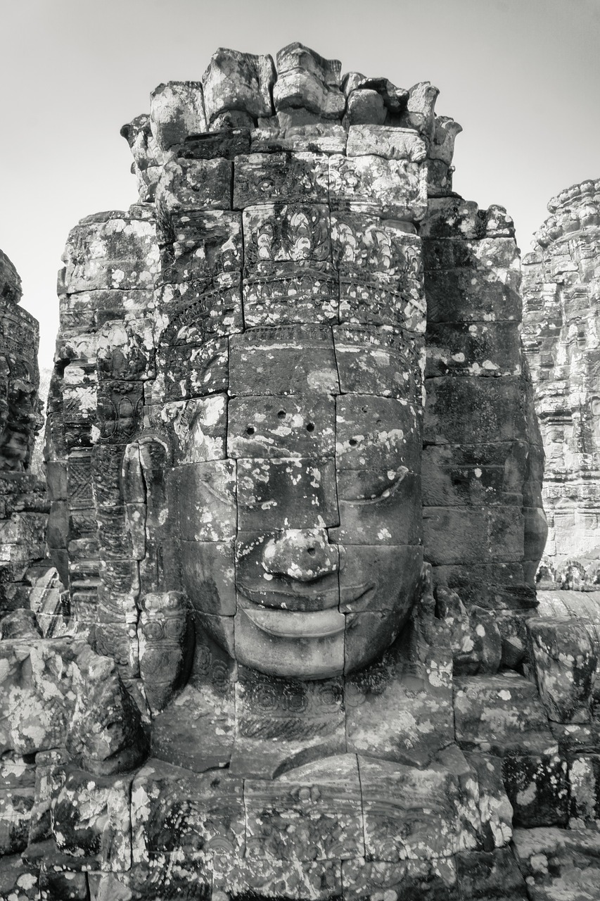 Kambodža, Siem Grižti, Angkor, Angkor Wat, Bajono Šventykla, Budos Statulos, Akmuo, Statula, Kultūros Reliktai, Reliktas