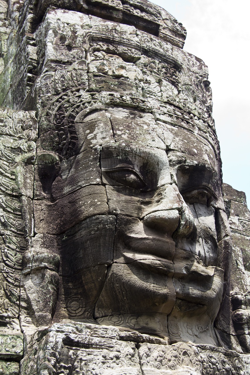 Kambodža, Angkor Wat, Statula, Galva, Veidas, Religija, Religinis, Asija, Angkor, Wat