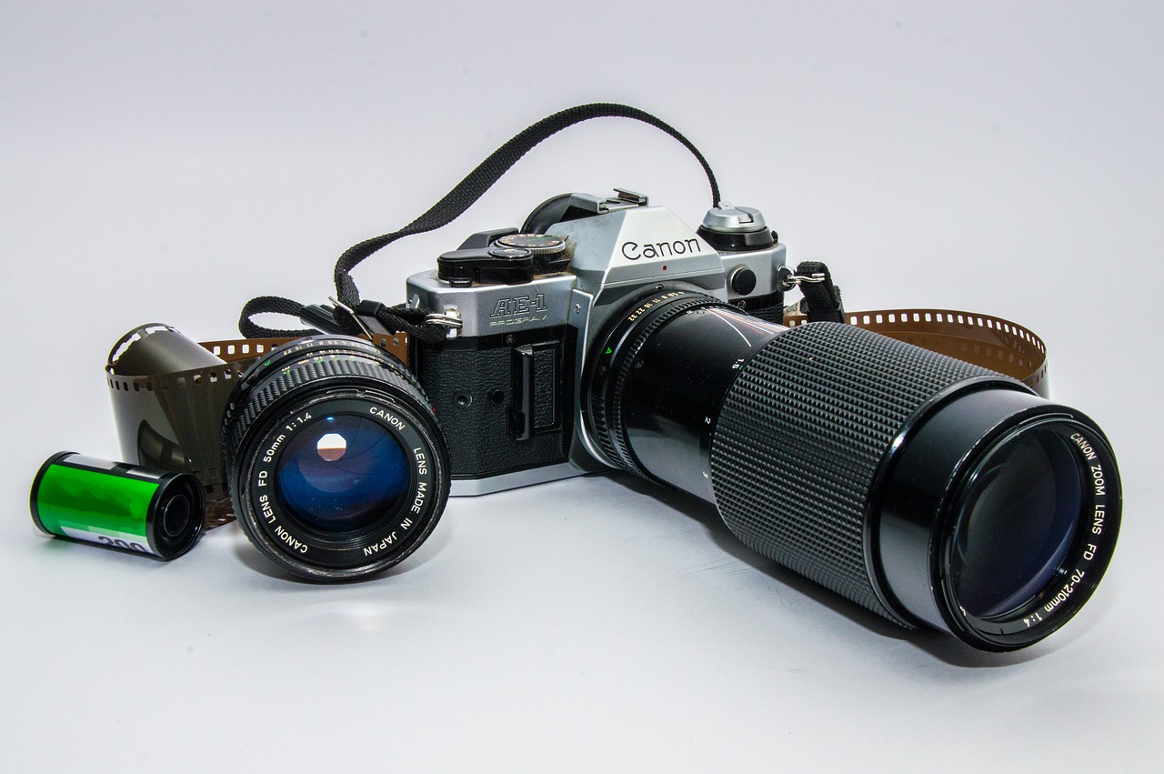 Fotoaparatas, Senas, Vintage, Lęšiai, Retro Išvaizda, Slr Kamera, Teleobjektyvas, Priartinantis Objektyvas, Senoji Kamera, Kanonas