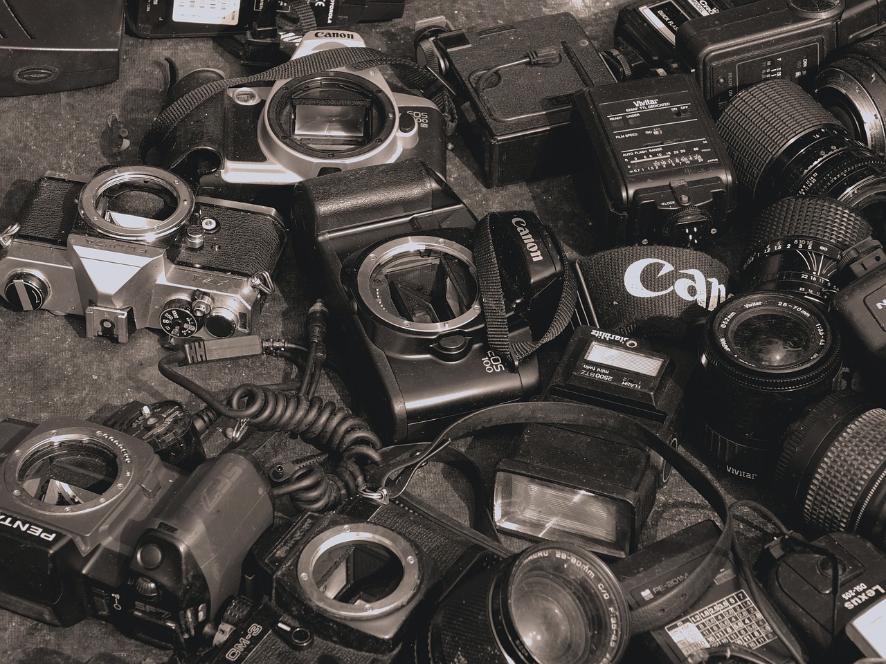 Fotoaparatai, Naudojamas, Senas, Fotografija, Įranga, Atsarginės Dalys, Pasenusi, Filmas, Senamadiškas, Objektyvas