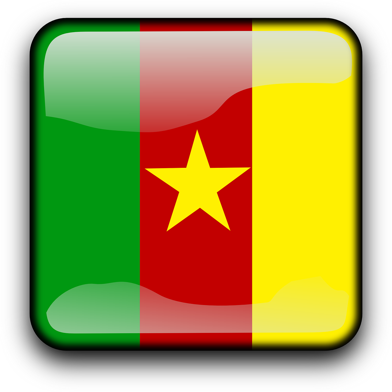 Cameroon, Vėliava, Šalis, Tautybė, Kvadratas, Mygtukas, Blizgus, Nemokama Vektorinė Grafika, Nemokamos Nuotraukos,  Nemokama Licenzija