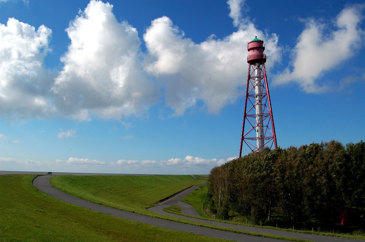 Kempingas, Švyturys, Rytinė Frisia, Ems, Emden, Leitfeuer, Paminklas, Daymark, Šiaurės Jūra, Randzelgat