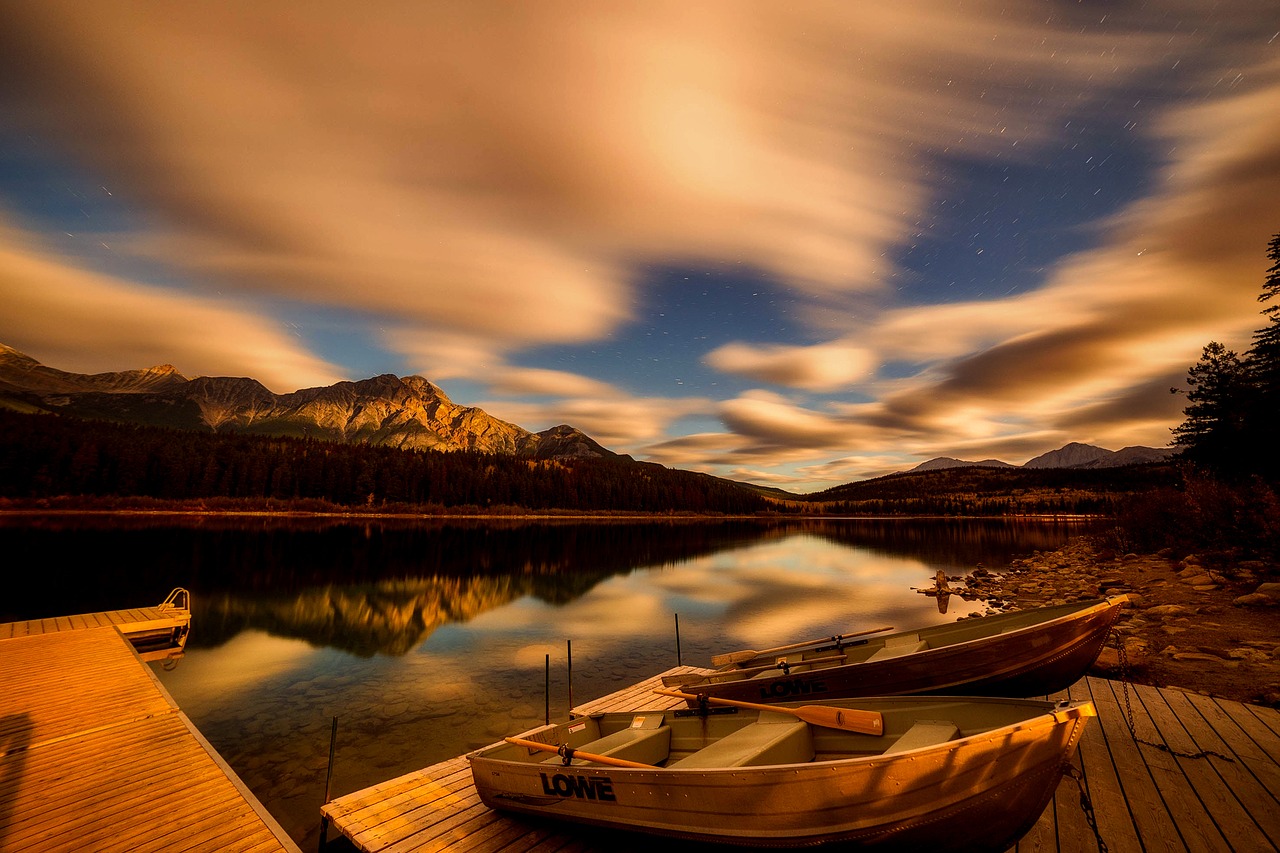 Kanada, Ežeras, Vanduo, Apmąstymai, Hdr, Dangus, Debesys, Saulėlydis, Dusk, Žvaigždės