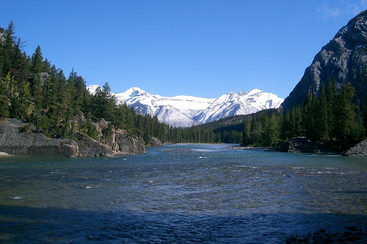 Kanada, Banff, Gamta, Nacionalinis Parkas, Alberta, Miškai, Mėlynas, Tylus, Dangus, Atmosfera