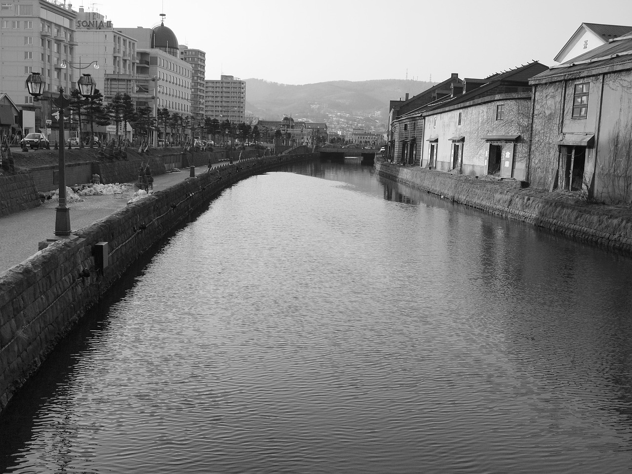 Kanalas, Otaru Kanalas, Juoda Ir Balta, Japonija, Hokaidas, Otaru, Upė, Turistų Kelionės Tikslas, Nemokamos Nuotraukos,  Nemokama Licenzija