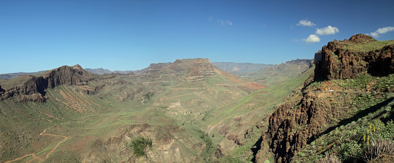 Kanarika, Salos, Gran, Canaria, Ispanija, Kraštovaizdis, Gamta, Vulkaninis, Kalnas, Panorama