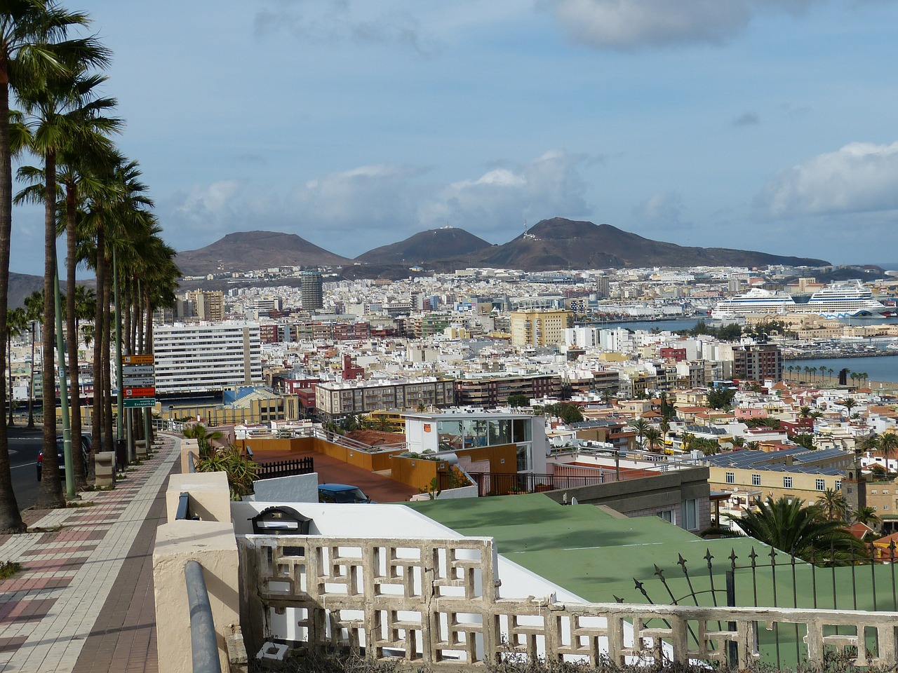 Kanarų Salos, Ispanija, Kranto, Gran Canaria, Miestas, Las Palmas, Perspektyva, Vaizdas, Palmės, Kalnas