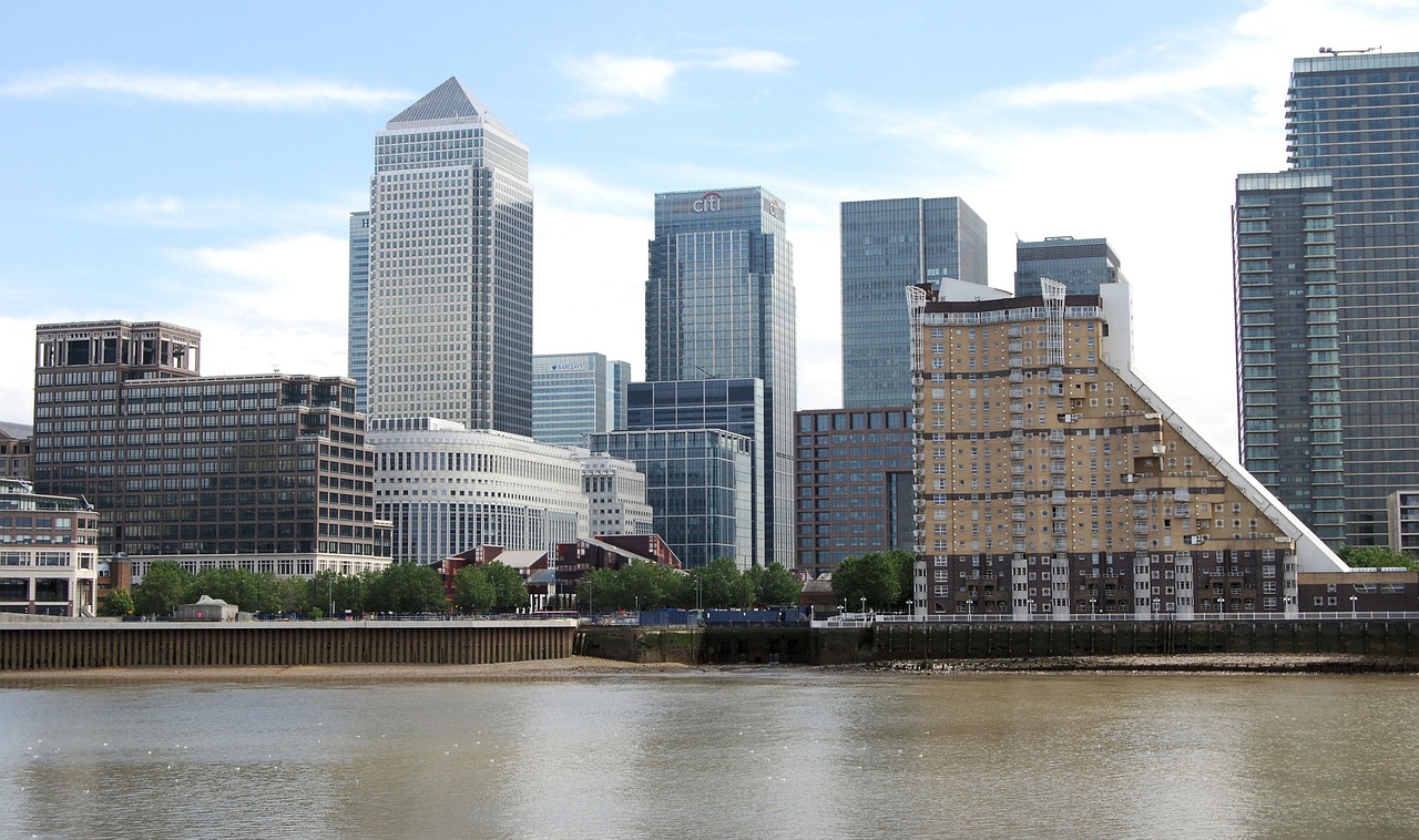 Kanarų Prieplauka, Londonas, Verslas, Architektūra, Miesto Panorama, Šiuolaikiška, Orientyras, Upė, Thames, Panorama