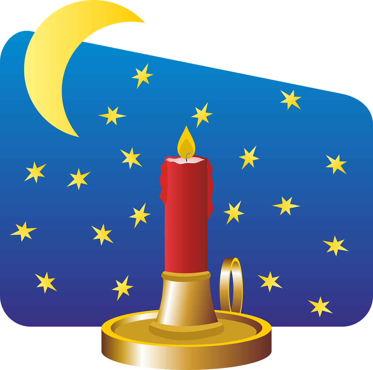 Žvakė, Žvakidė, Šviesa, Žvakių Šviesa, Kalėdų Laikas, Žvakidės, Naktis, Kalėdos, Mėnulis, Žvaigždė