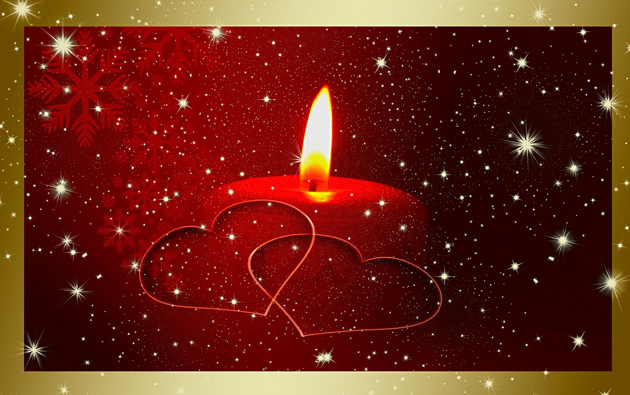 Žvakė, Žvakių Šviesa, Raudona, Širdis, Balta, Sniegas, Siluetas, Kalėdos, Kalėdinis Ornamentas, Žvaigždė