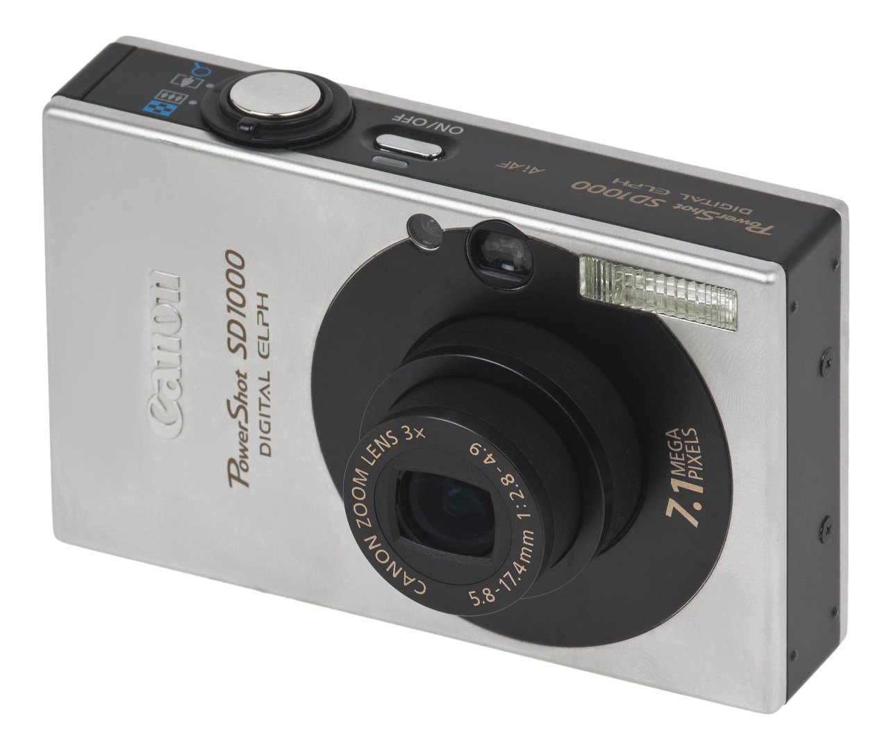 Canon Powershot Sd1000, Skaitmeninė Kamera, 7-1 Pm Megapikselių, Technologija, 3X Optinis Priartinimas, Sidabro Spalvos, Baltas Fonas, Nemokamos Nuotraukos,  Nemokama Licenzija