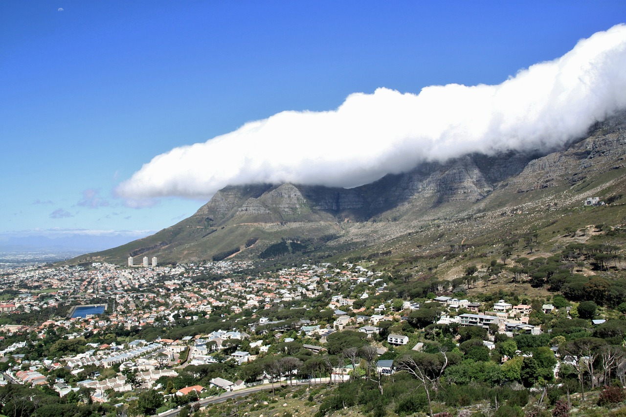 Cape Town, Stalo Kalnas, Pietų Afrika, Afrika, Regėjimas, Dangus, Mėlynas, Kraštovaizdis, Panorama, Miesto Vaizdas