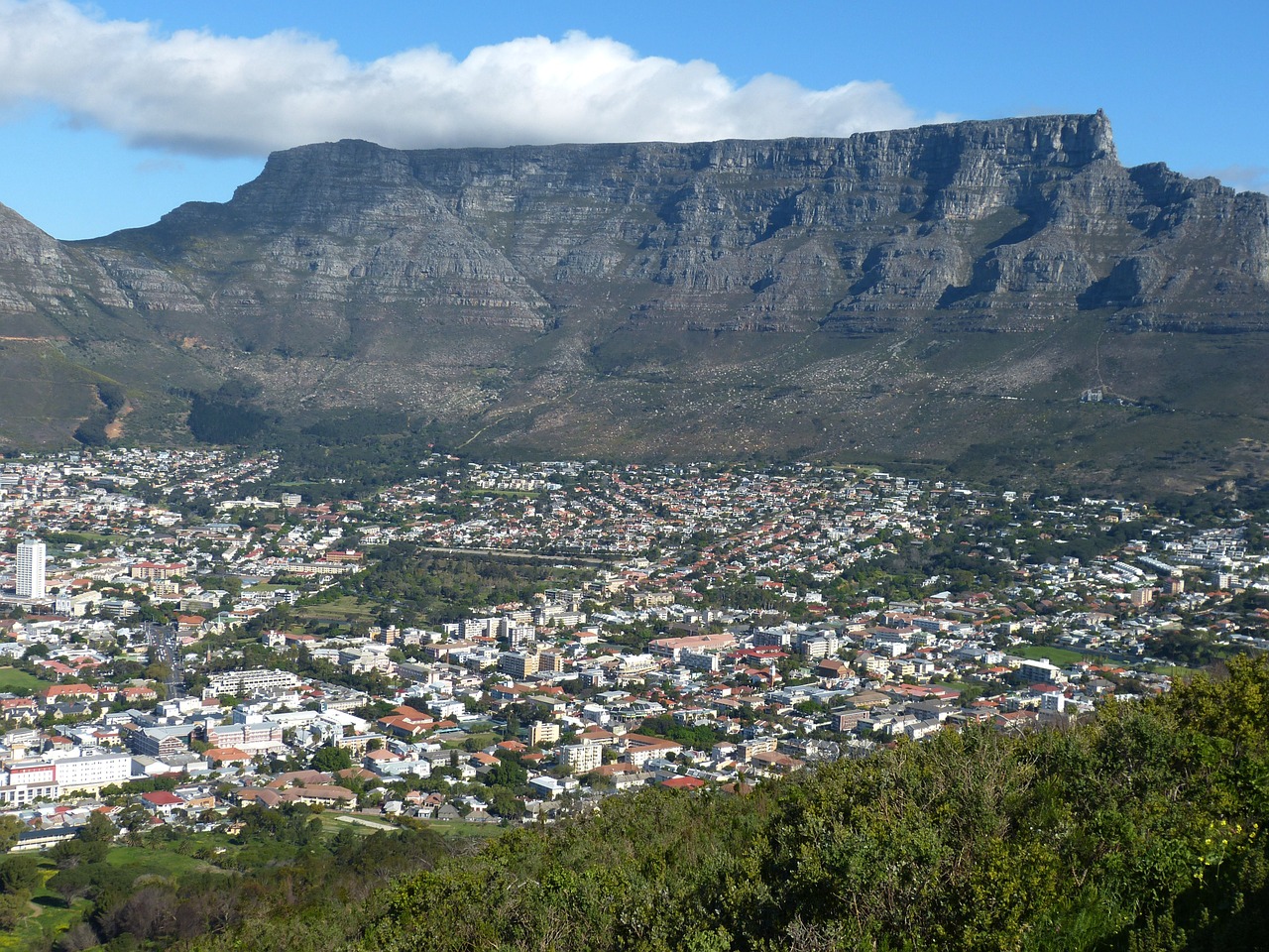 Cape Town, Pietų Afrika, Tolimas Vaizdas, Perspektyva, Miestas, Panorama, Stalo Kalnas, Kalnas, Kraštovaizdis, Plato