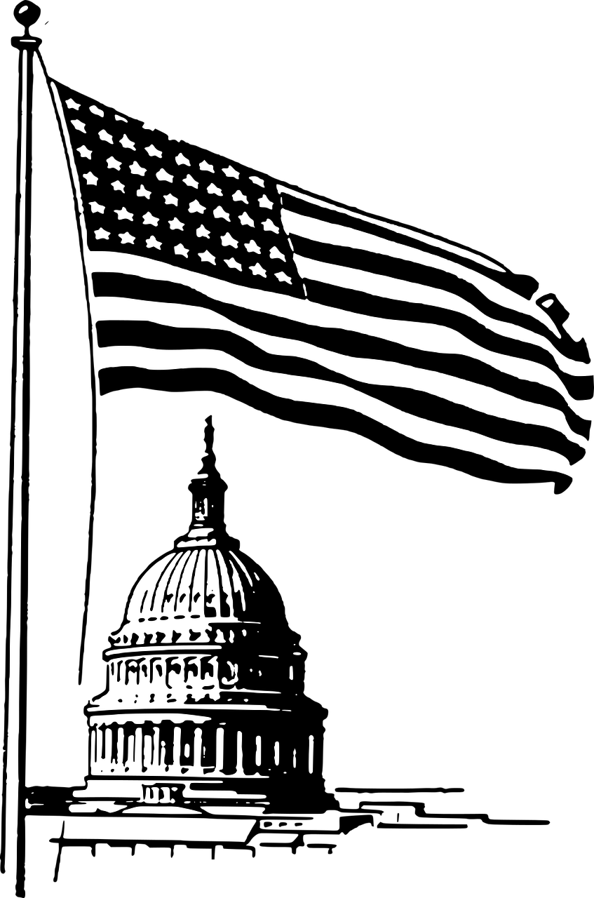 Capitol, Vašingtonas, Vėliava, Usa, Patriotizmas, Vyriausybė, Amerikietis, Architektūra, Kupolas, Nemokama Vektorinė Grafika