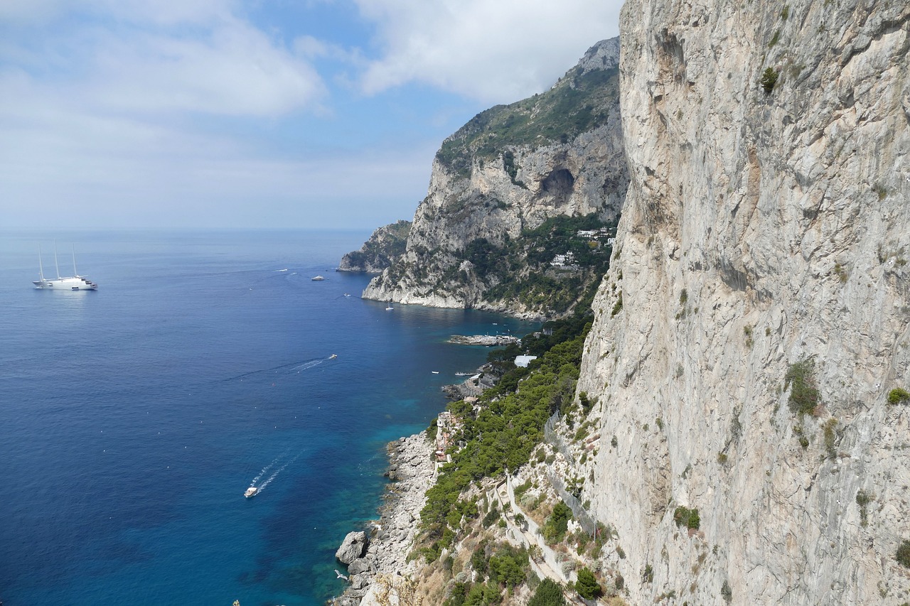 Capri, Italy, Viduržemio Jūros, Kranto, Sala, Gamta, Uolos, Šventė, Rokas, Panorama