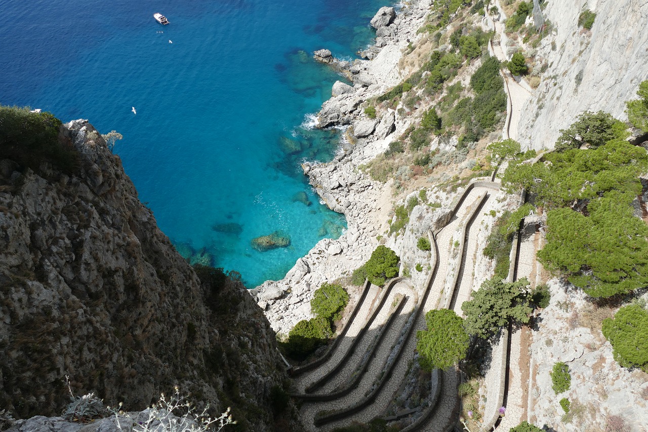 Capri, Italy, Viduržemio Jūros, Kranto, Sala, Gamta, Uolos, Šventė, Rokas, Panorama