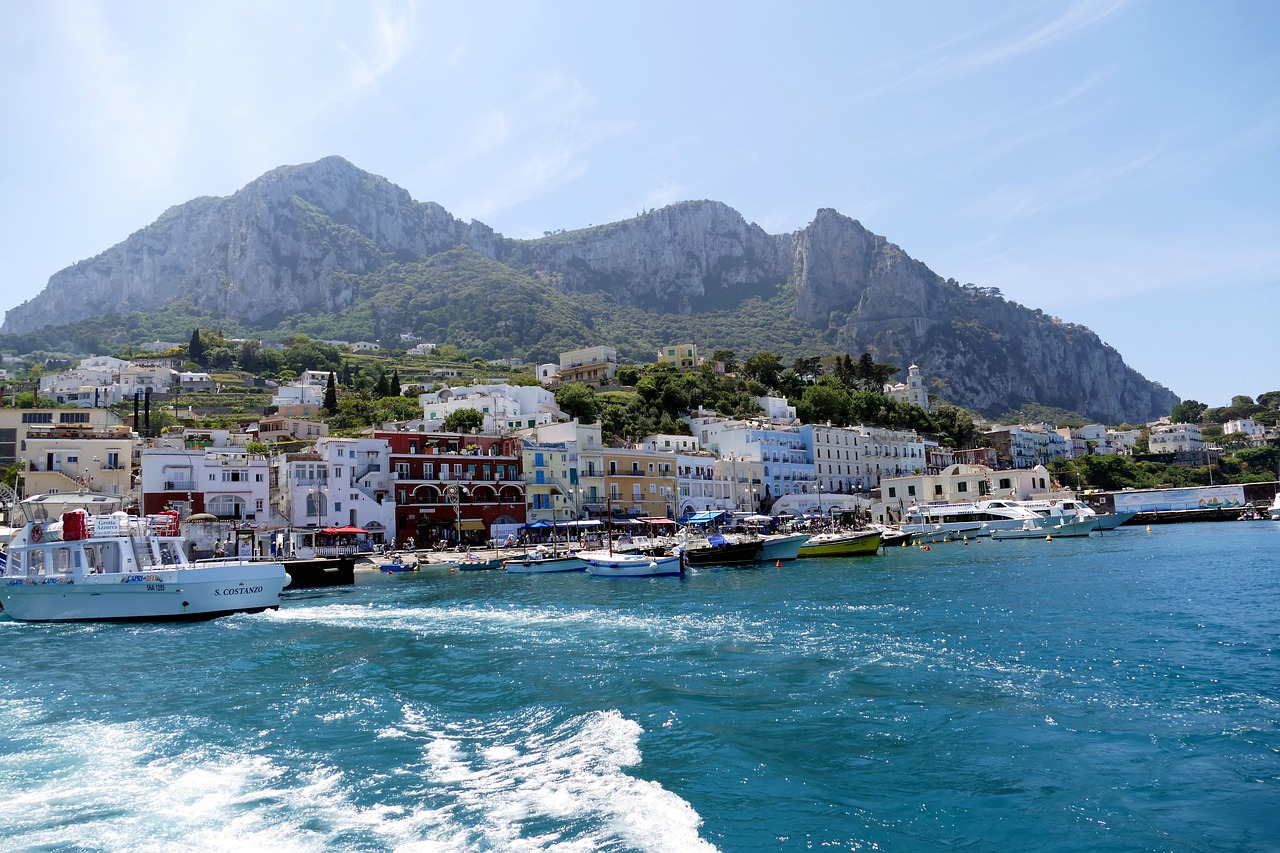 Capri, Italy, Viduržemio Jūros, Kranto, Sala, Gamta, Uolos, Šventė, Rokas, Panorama