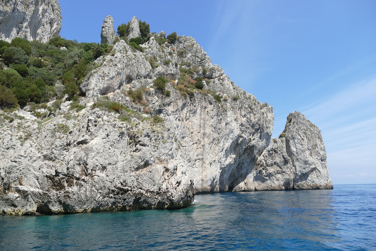 Capri, Italy, Viduržemio Jūros, Kranto, Sala, Gamta, Uolos, Šventė, Rokas, Panorama