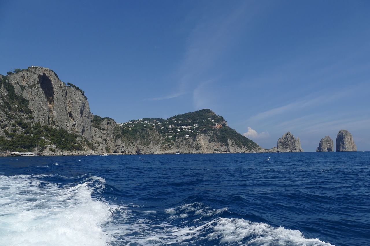 Capri, Italy, Viduržemio Jūros, Kranto, Sala, Gamta, Uolos, Šventė, Rokas, Panorama