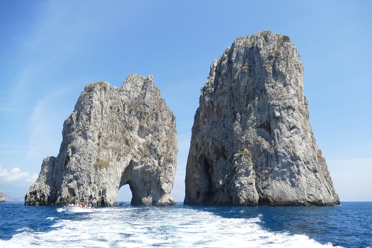 Capri, Italy, Viduržemio Jūros, Kranto, Sala, Gamta, Uolos, Šventė, Rokas, Panorama