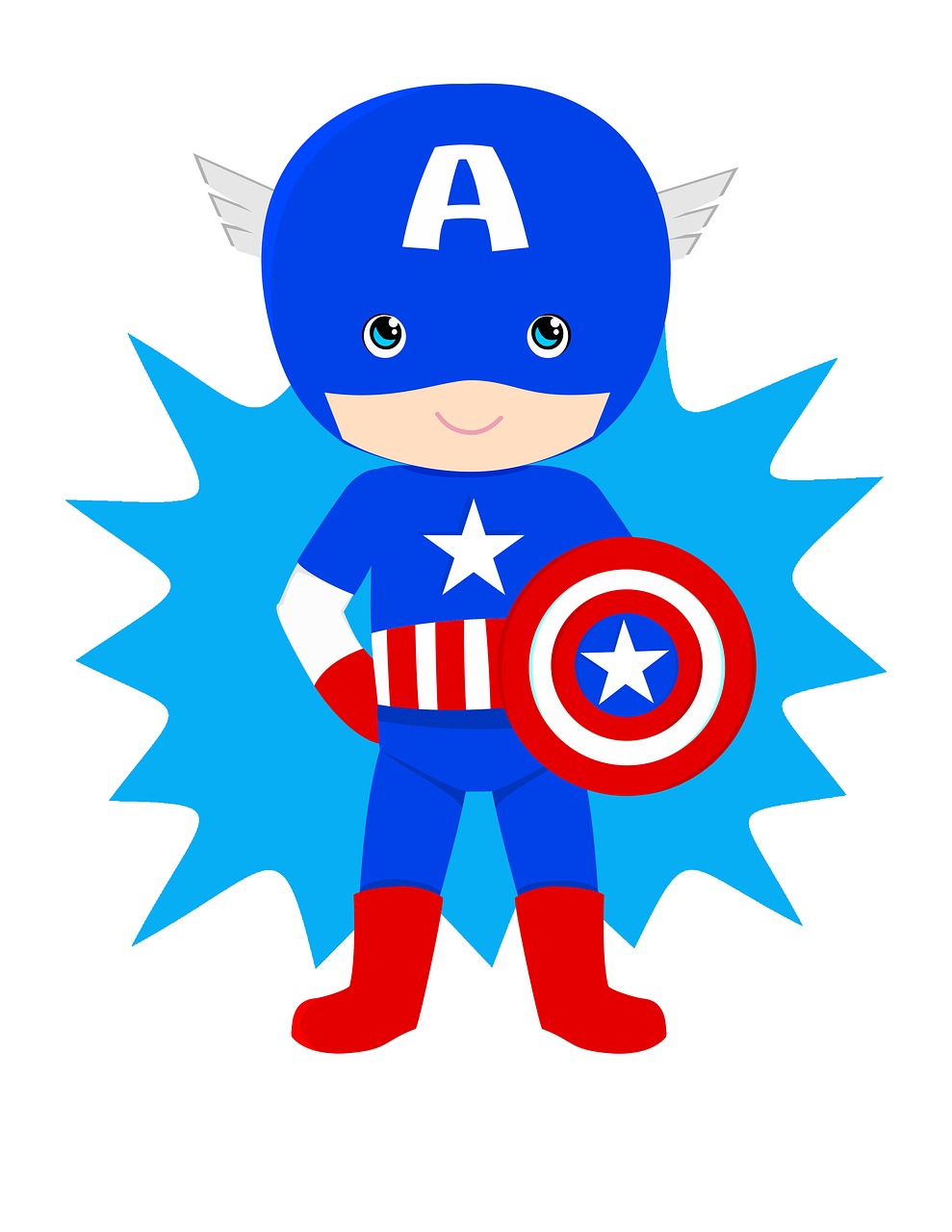 Kapitonas Amerikietis, Vaikas, Herojus, Super Herojus, Kūrybingas, Pasididžiavimas, Mėnulio Šviesa, Komiksas, Miestas, Krūtinė