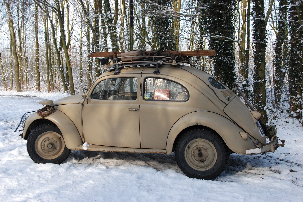 Automobilis, Vintage, Senovinis, Senas, Slidinėjimas, Žiema, Sniegas, Nemokamos Nuotraukos,  Nemokama Licenzija