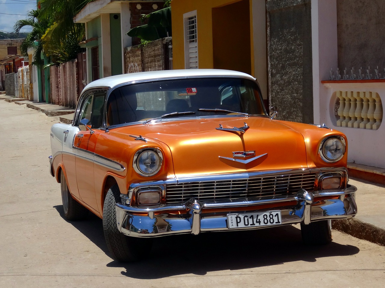 Automobilis, Retro, Oranžinė, Kuba, Nemokamos Nuotraukos,  Nemokama Licenzija