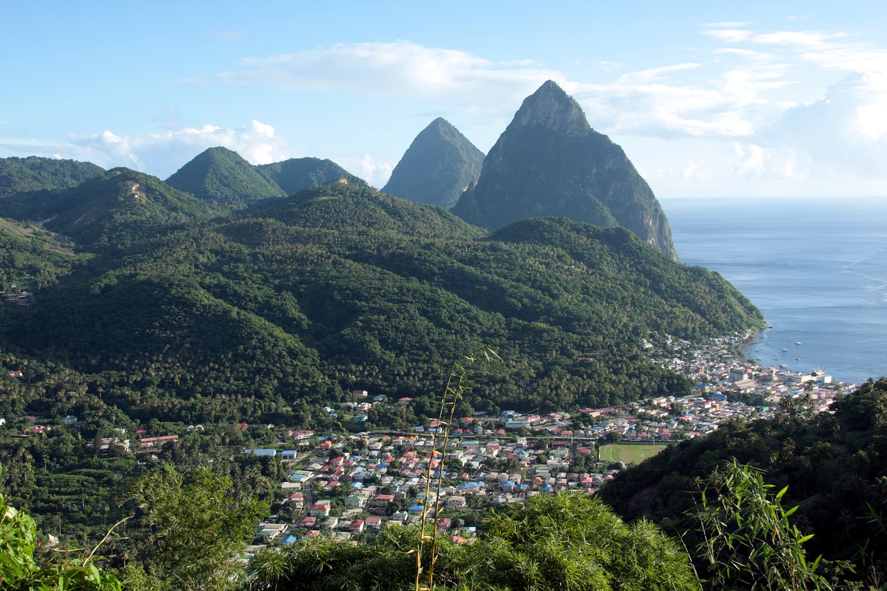 Karibai, Kalnai, Vul, St Lucia, Gamta, Jūra, Saint Lucia, Dvyniai Pitonai, Atogrąžų, Gros Pitonai