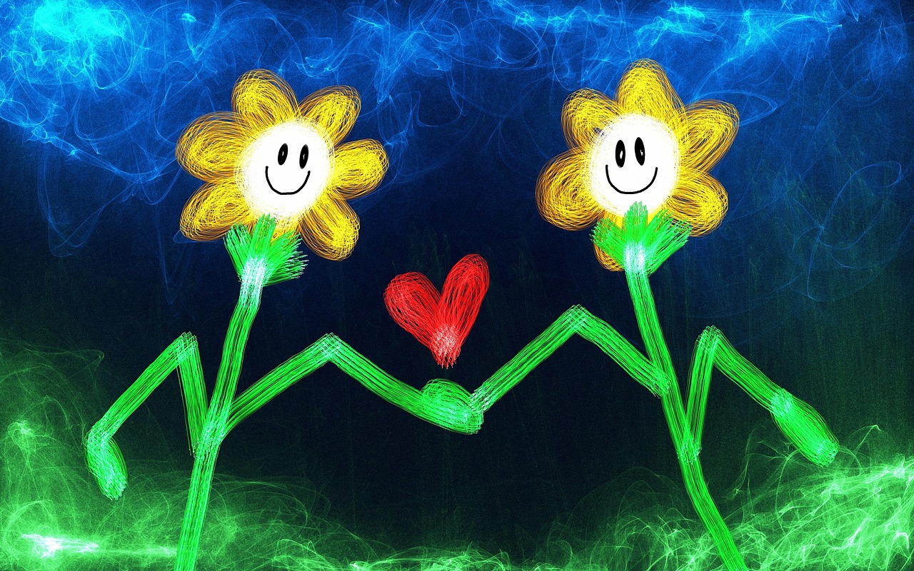 Animacinis Filmas, Gėlės, Gėlių, Augalai, Gamta, Botanikos, Žiedlapiai, Veidai, Šypsosi, Šypsena