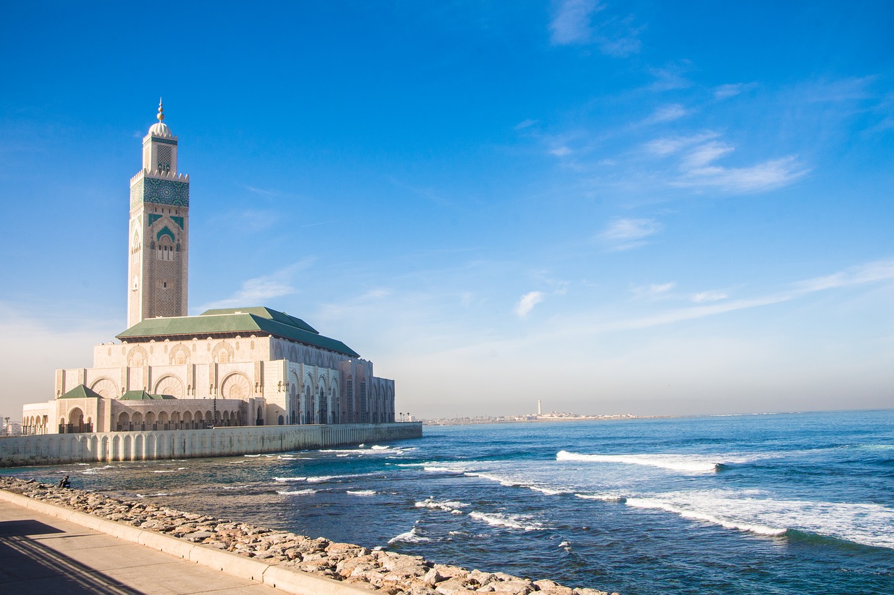 Casablanca, Mečetė, Jūra, Marokas, Kelionė, Architektūra, Islamas, Pastatas, Religija, Orientyras