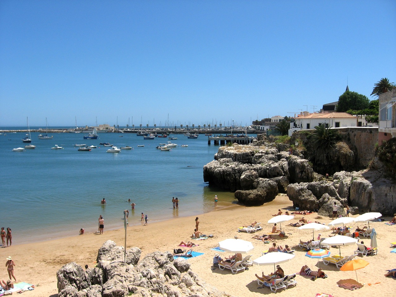 Cascais, Lisbonas, Portugal, Kelionė, Jūra, Vasara, Europa, Vanduo, Атлантический, Papludimys