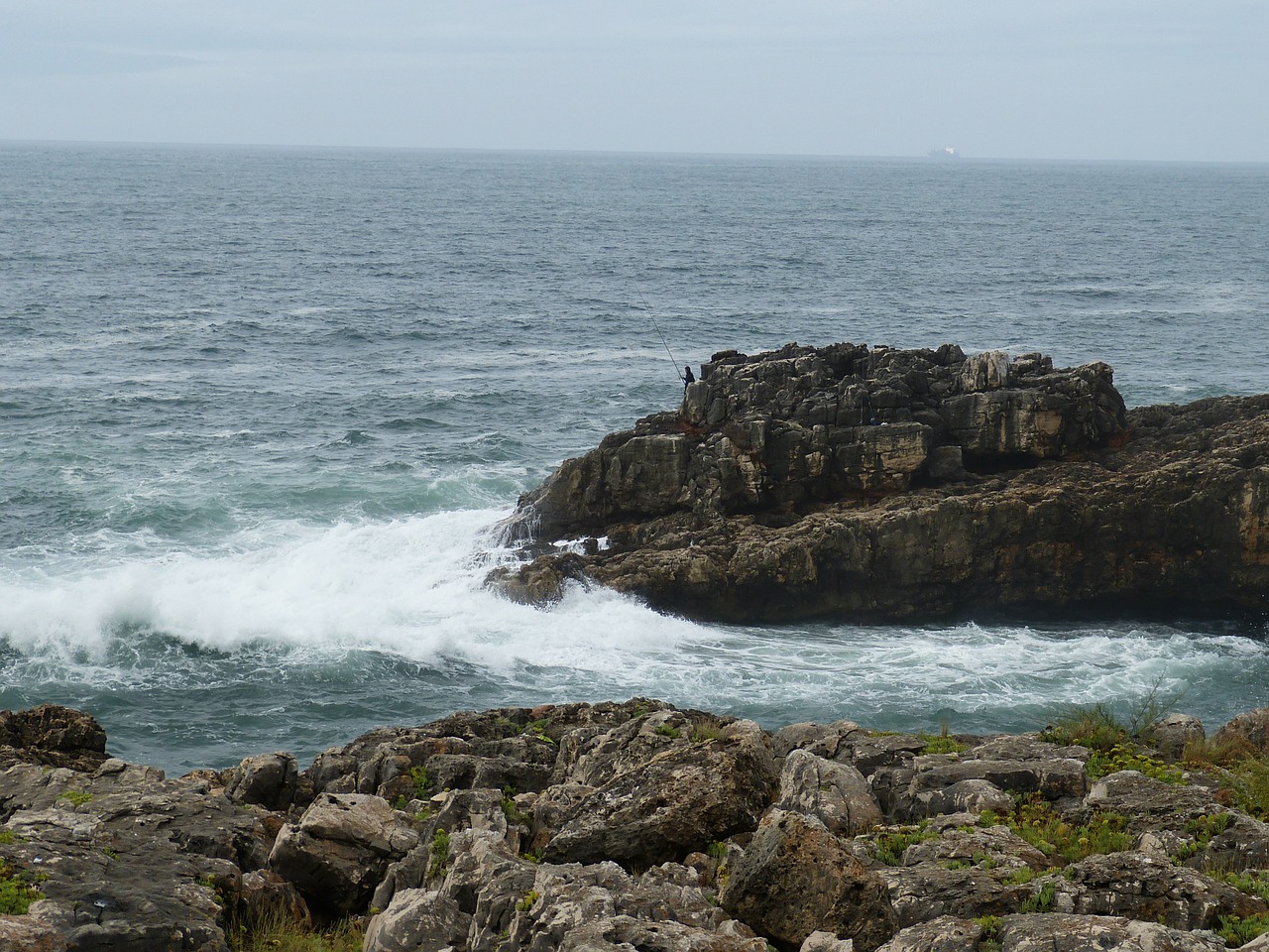 Cascais, Portugal, Rokas, Jūra, Kranto, Banga, Атлантический, Šventė, Žvejys, Žuvis