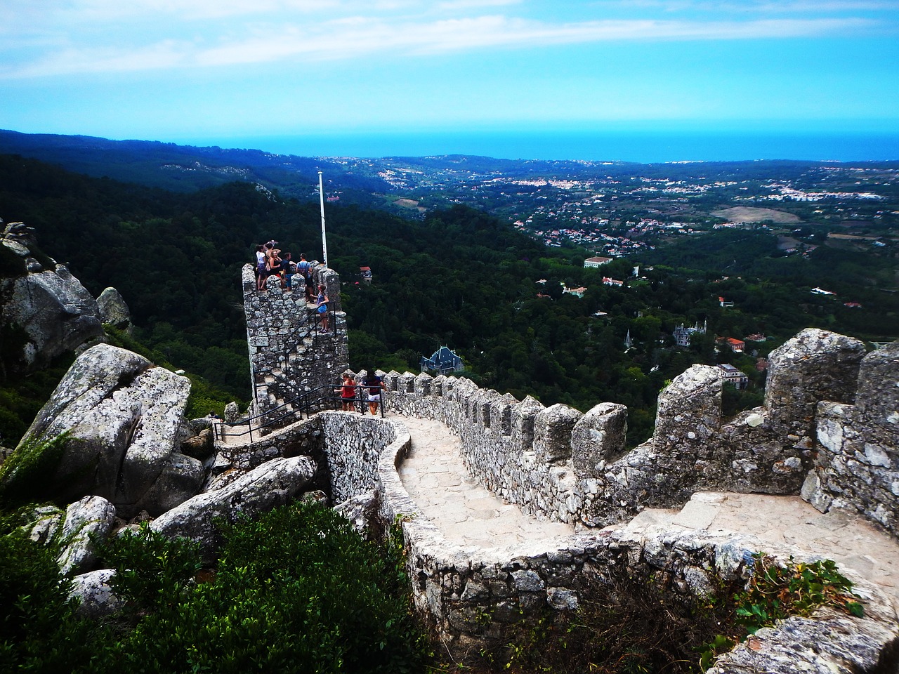 Pilis, Sugadinti, Seni Pastatai Ir Statiniai, Sienos, Portugal, Jūra, Vaizdas, Kalnas, Šventė, Saulė