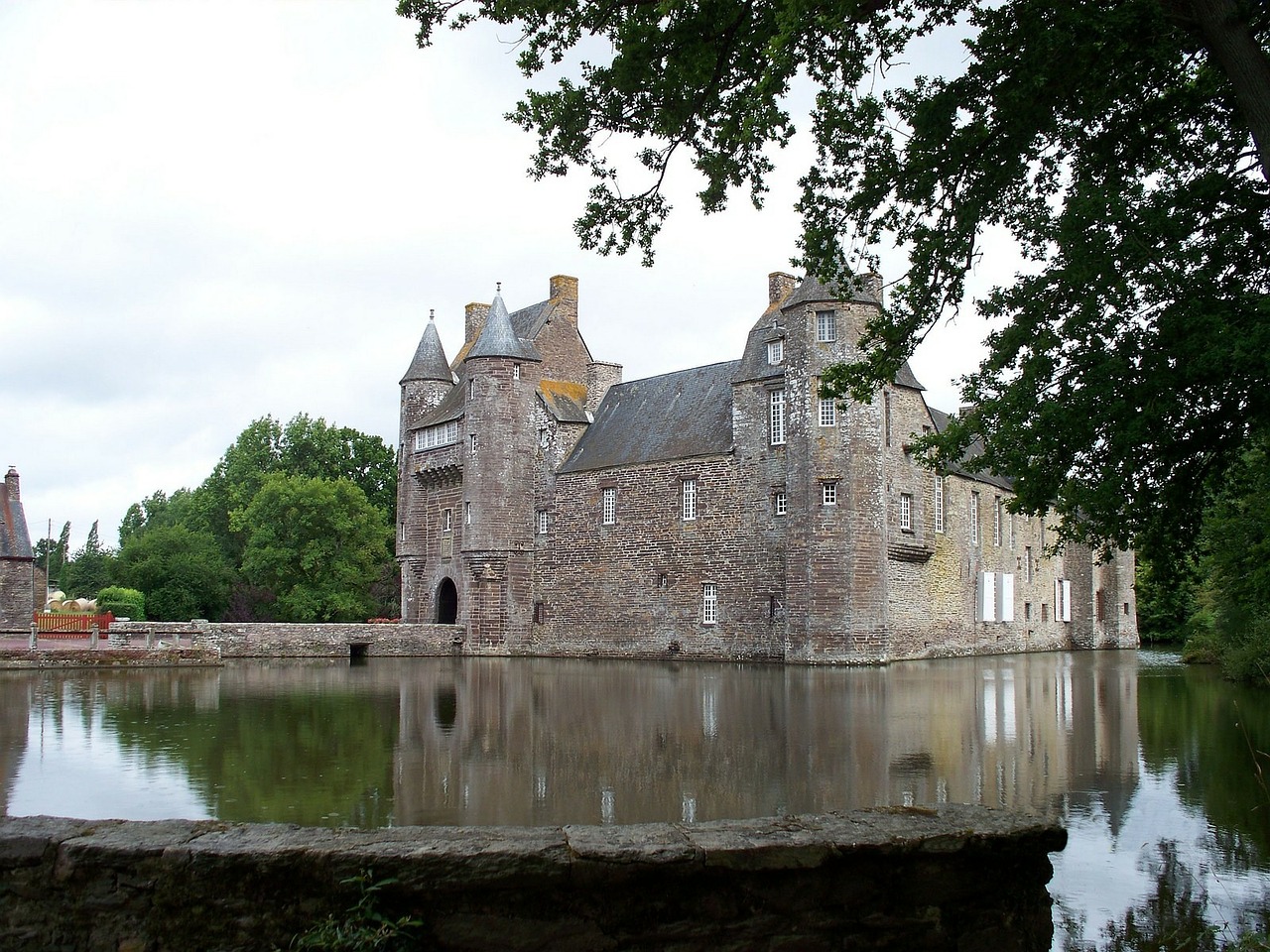 Pilis, Ežeras, France, Bretagne, Château De Trécesson, Britanija, Europa, Nemokamos Nuotraukos,  Nemokama Licenzija
