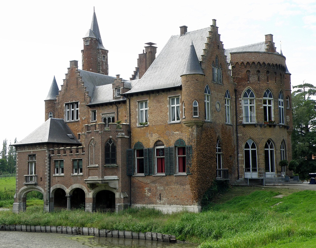 Pilis, Wissekerke, Rytai, Moated, Bazel, Belgija, Orientyras, Istorinis, Pastatas, Architektūra