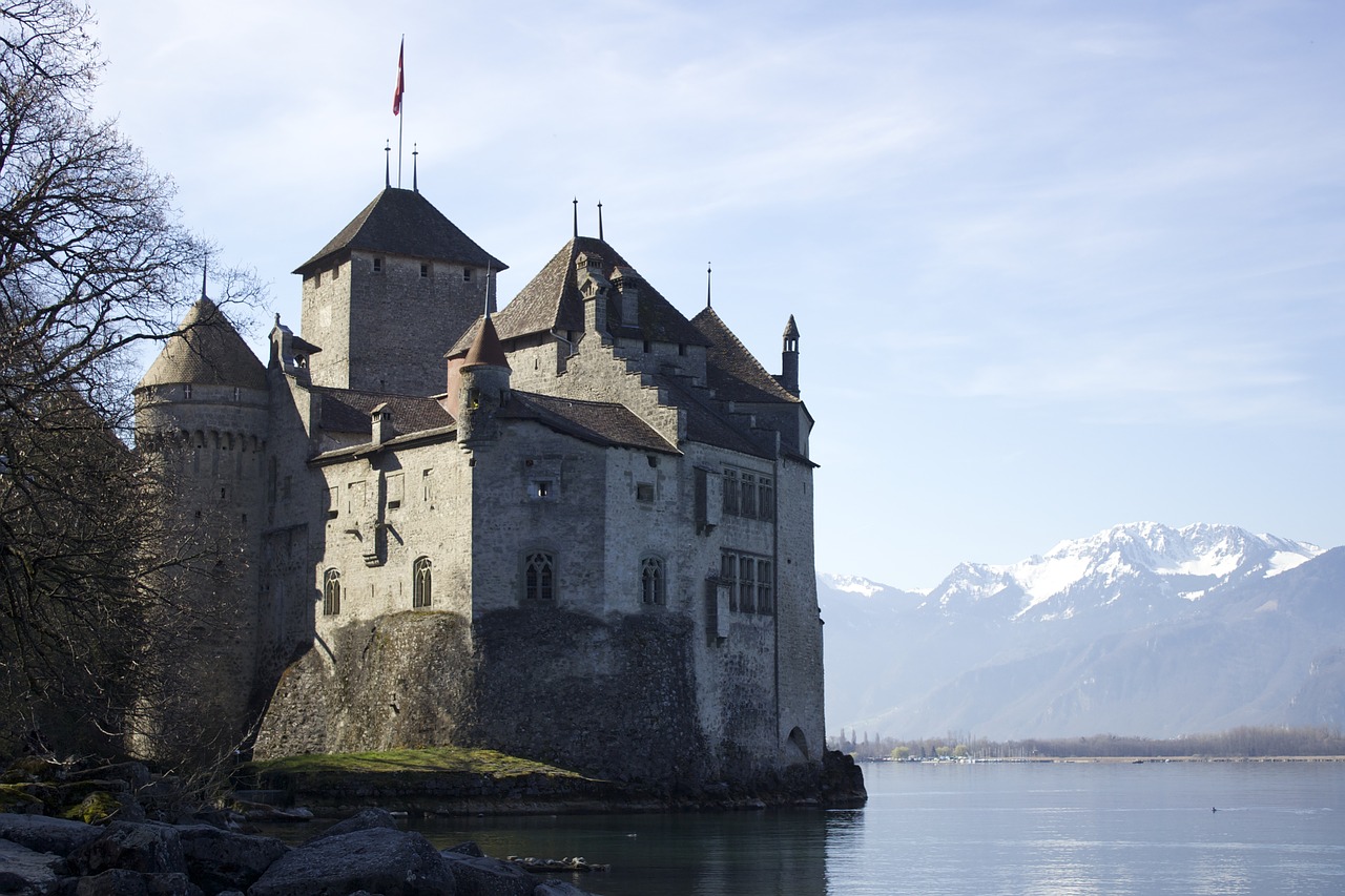 Pilis, Montreux, Šveicarija, Ežeras, Chillon, Kelionė, Europa, Geneva, Swiss, Viduramžių