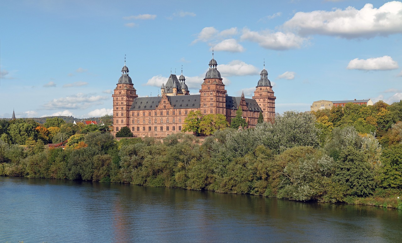 Johannisburgo Pilis,  Aschaffenburg,  Rūmai,  Bavarija,  Architektūra,  Istorinis,  Pastatas,  Upė,  Kranto,  Paminklas