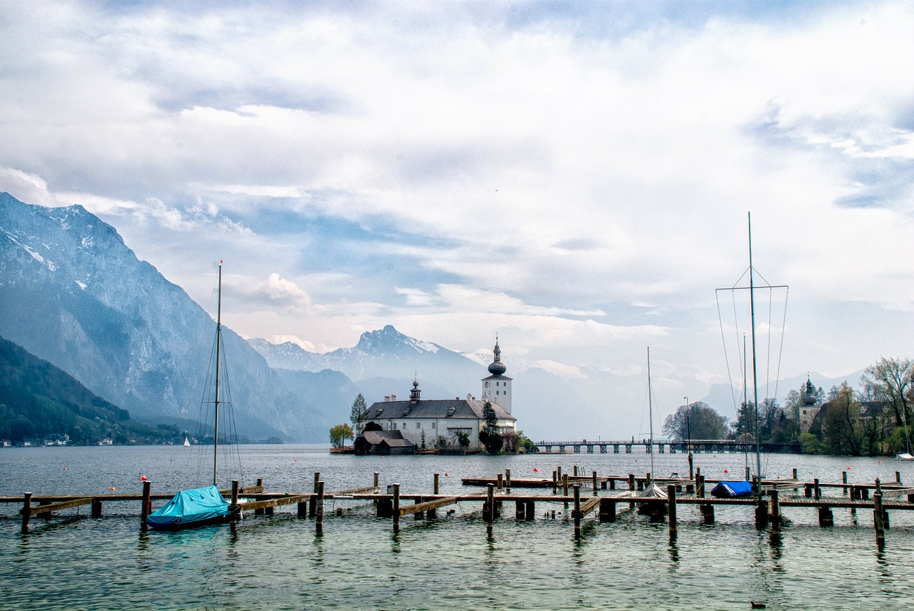 Pilies Vieta, Traunsee, Austria, Ežeras, Vanduo, Pilis, Šventė, Kelionė, Aukštutinė Austrija, Nemokamos Nuotraukos