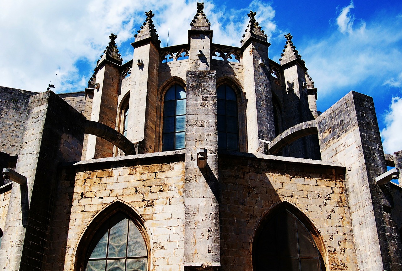 Katedra, Girona, Gerona, Bažnyčia, Architektūra, Arkos, Pastatas, Dangus, Didingas, Fasadas