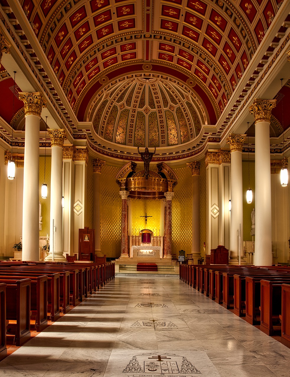 Katedra, Nepriekaištinga Samprata, Mobilus, Alabama, Bažnyčia, Katalikų, Viduje, Interjeras, Hdr, Pews