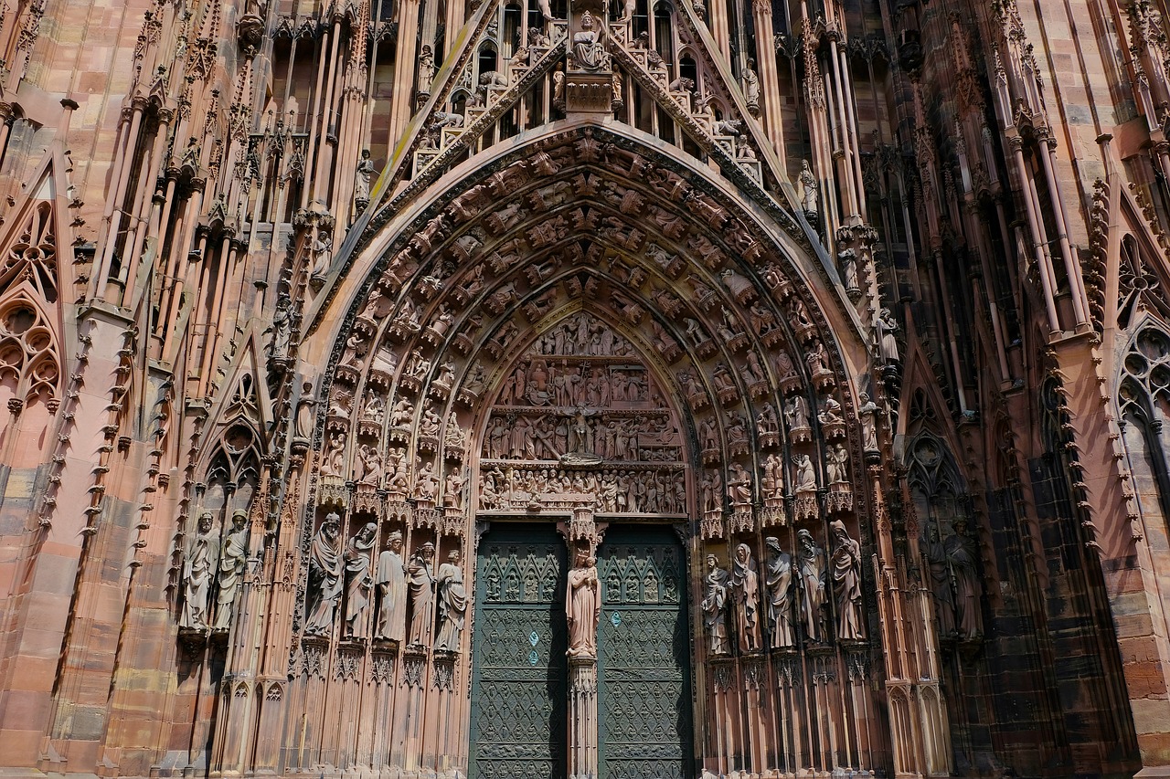 Katedra, Bažnyčia, Religija, Dom, Strasbourg, Įėjimo Durys, Papuošalai, Mada, Senamiestis, Katalikų