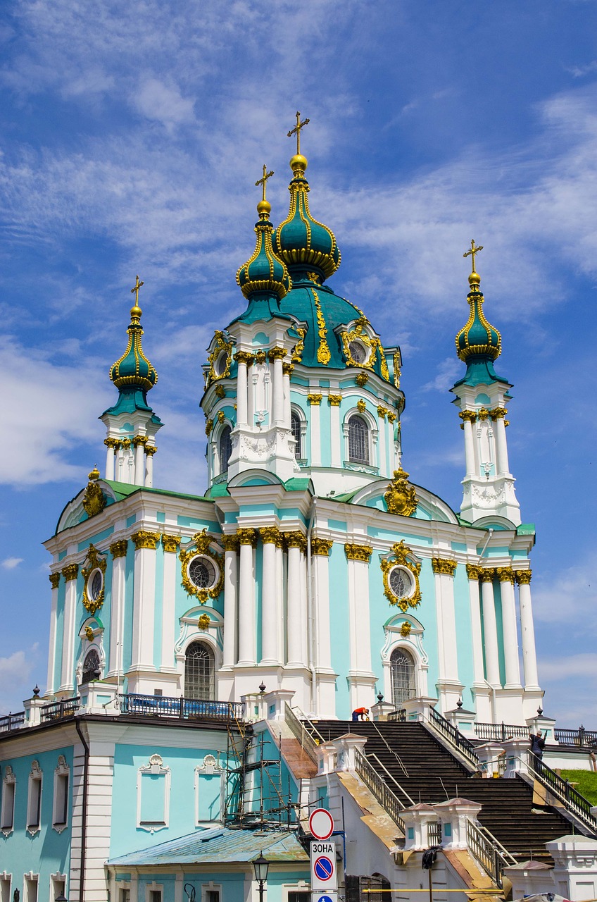 Katedra, Kupolas, Kiev, Ukraina, Dangus, Kryžiai, Krikščionybė, Ortodoksija, Šventykla, Debesys
