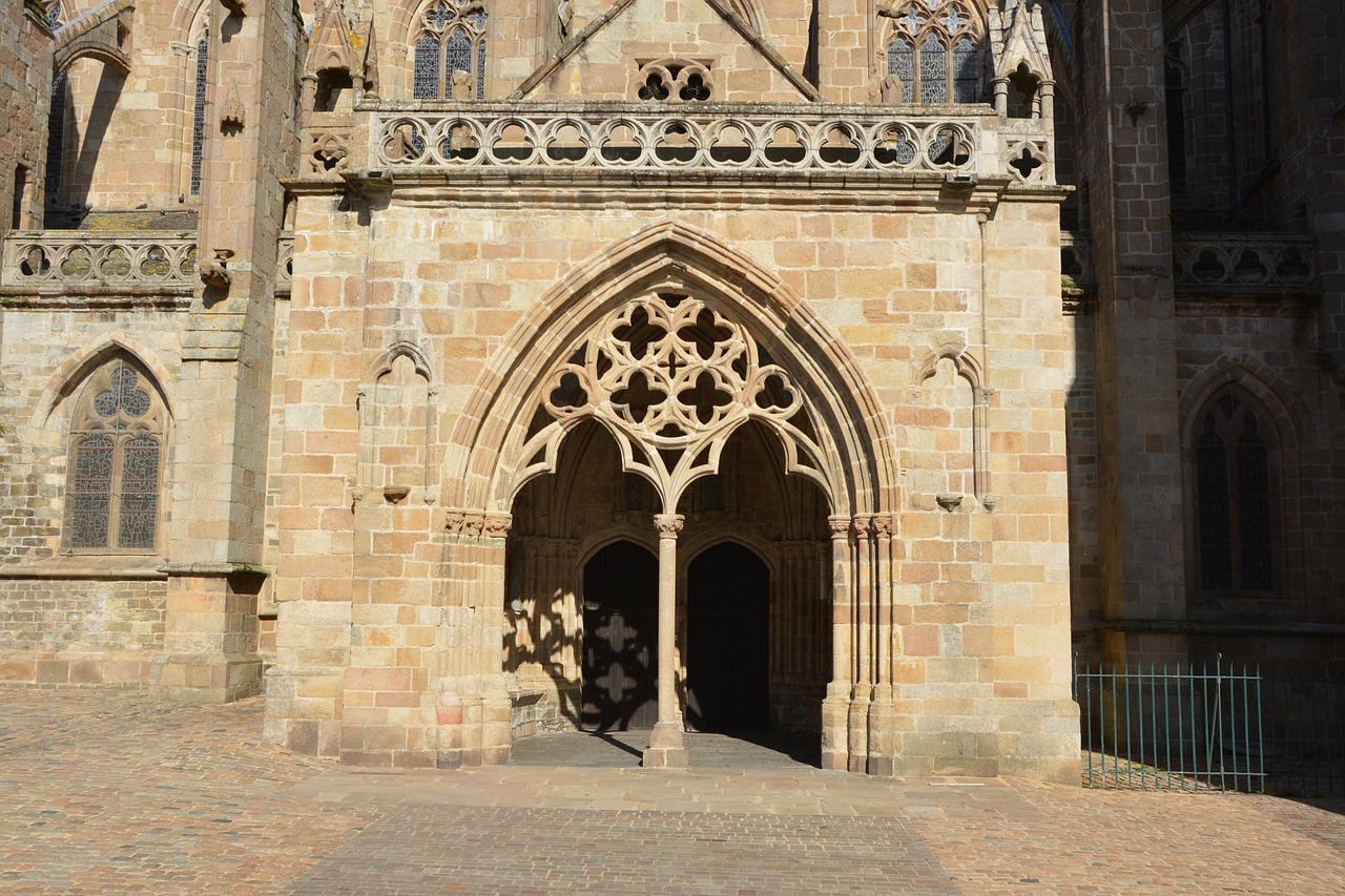 Katedra, Portalas, Akmenys, Veranda, Arcade, Architektūra, Religinis Paminklas, France, Tréguier Katedra, Paminklas